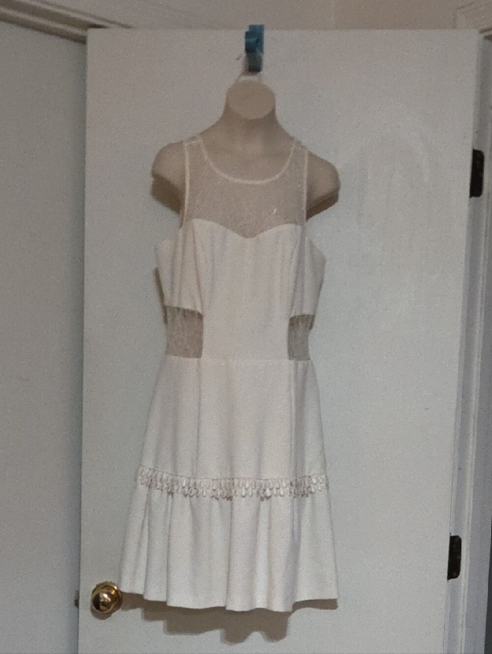 Gianni Bini Ivory Mini Dress with Lace Accents